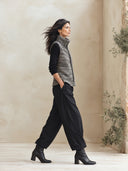 Women's Grey Marl Knit Zip-Up Vest With Funnel Neck ZMZ3093J9YZH
