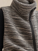 Women's Grey Marl Knit Zip-Up Vest With Funnel Neck ZMZ3093J9YZH