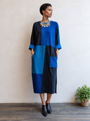 Women's Colorblock Ribbed Knit Midi Dress With Pockets ZMZ3076J3YZH
