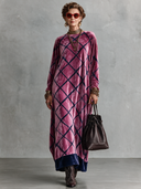 Women’s Vintage-Style Elegant Round-Neck Velvet Printed Loose-Fit Maxi Dress ZMZ3066J6ZYY