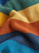 Women's Multicolor Striped Knit Midi Sweater Dress With Half-Zip Polo Collar ZMZ3060J3YZH