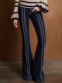 Women’s Vintage-style Casual Striped Denim Flared-leg Trousers ZMZ3028J4ZJY