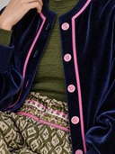 Women’s Casual Navy Velvet Bomber Jacket ZMZ3070J9XT