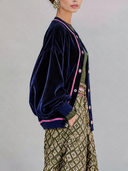 Women’s Casual Navy Velvet Bomber Jacket ZMZ3070J9XT
