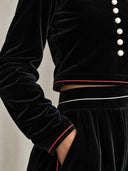 Women’s Vintage Black Velvet Top And Wide-leg Trousers Two-piece Set ZMZ3098J6SWL