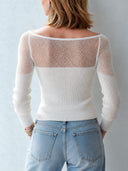 Women's Sexy White Slim-fit Long-sleeve Knit Top ZMZ3077J5SWL