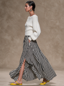 Women’s Vintage-Style Ribbed Knit Cardigan And Striped Skirt Set ZMZ2941J2ZJY
