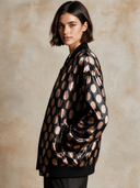 Women's Casual Polka-Dot Print Satin Bomber Jacket ZMZ0393I8XT