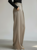 Women's Commuter Style Cotton And Linen Blend Wide-leg Trousers ZMZ1753A1K