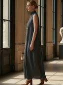 Women's High-end Old-money Style Lyocell Blend Sleeveless Maxi Dress ZMZ2744B7K