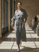 Women's Casual Linen Waist-cinching Midi Dress ZMZ2752A6K