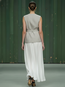 Women's Premium Old Money Style Cotton-linen Blend Vest And Tencel Blend Skirt Set ZMZ0278B1K