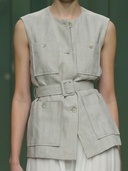 Women's Premium Old Money Style Cotton-linen Blend Vest And Tencel Blend Skirt Set ZMZ0278B1K