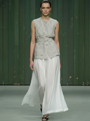 Women's Premium Old Money Style Cotton-linen Blend Vest And Tencel Blend Skirt Set ZMZ0278B1K