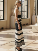 Women's Elegant Knitted Fitted Round Neck Sleeveless Maxi Dress ZMZ2797B5K