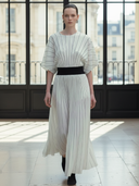 Women's Minimalist Commuter Style Silk-cotton Blend Elastic Waist Maxi Dress ZMZ0211B4K