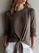 Women's Classic Casual 100%Slub Cotton Long-Sleeve Crew Neck T-Shirt ZMZ0244G3ZYY
