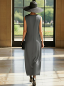 Women's High-end Minimalist Lyocell Blend Sleeveless Loose-fitting Maxi Dress ZMZ1252B2K