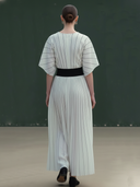 Women's Minimalist Commuter Style Silk-cotton Blend Elastic Waist Maxi Dress ZMZ0211B4K