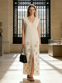 Women's Italian Romantic Cotton Yarn Knitted Jacquard Sleeveless Loose Straight Dress ZMZ2784B9P