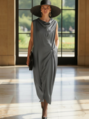 Women's High-end Minimalist Lyocell Blend Sleeveless Loose-fitting Maxi Dress ZMZ1252B2K