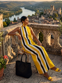 Women's Casual Vacation-Style Blend — Contrast Print, Round Neck, Sleeveless Maxi Dress ZMZ0734E5ZYY