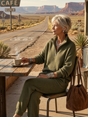 Women's Retro-American Casual Knit Stand-Collar Zip-Up Sweater And Jogger Pants Set ZMZ3064G1ZYY