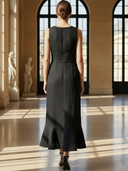 Women's High-end Old-money Style Cotton And Linen Blend Sleeveless Maxi Dress ZMZ2506B6K