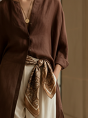 Women's Premium Old Money Style Tencel Blend Long Shirt And Pants Set (scarf Not Included) ZMZ3025A1K