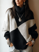 Women's Fashionable Color-Block Turtleneck Pullover Sweater ZMZ3045I5SWL