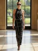 Women’s Minimalist High-End Knitted Sleeveless Fitted Maxi Dress ZMZ1276B8K