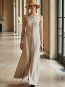 Women's Minimalist Commuter Cotton Blend Sleeveless Maxi Dress ZMZ1077B4K