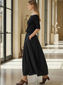 Women's Sophisticated Old-money Style Commuter Knit Off-the-shoulder Top And Pure Cotton Skirt Set ZMZ2837B4K