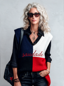 Women’s Classic Retro Colorblock V-Neck Knitted Vest ZMZ2027J5SWL