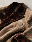 Women's Classic Brown Corduroy Blazer With Contrast Collar And Two-Button Closure ZMZ2835H9SWL