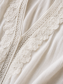 Women's Elegant Chiffon And Lace V-Neck Long-Sleeve Top ZMZ0397G0SWL