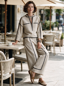 Women's Classic Khaki Cotton-Linen Long-Sleeve Top And Pants Set ZMZ2419H3SWL