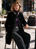 Women's Classic Velvet Embroidered Stand-Collar Button-Front Mid-Length Coat ZMZ2133I9SWL