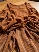 Women's Urban-Style Outfit: Brown Strappy Off-Shoulder Top And Striped Wide-Leg Pants Set ZMZ1365E1SWL