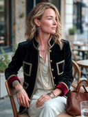 Women's Vintage Color-Block Velvet Button-Front Jacket ZMZ2036I8SWL