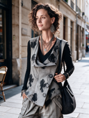 Women's Vintage Floral Print Three-button Vest ZMZ2168H3SWL