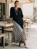 Women's Vintage-Style Cotton-Panelled Loose Long-Sleeve Maxi Dress ZMZ1900H9SWL