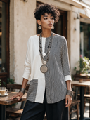 Women's Retro Cotton Patchwork Three-Quarter Sleeve Top ZMZ1978H1SWL