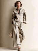 Women's Classic Khaki Cotton-Linen Long-Sleeve Top And Pants Set ZMZ2419H3SWL