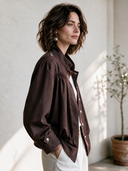 Women's Casual Vintage Cotton Twill Stand-Collar Single-Breasted Jacket ZMZ0158I4ZYY
