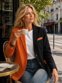 Women's Classic Casual Color-Block Lapel Single-Breasted Blazer ZMZ2445H9ZYY