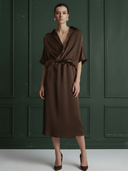 Women's Premium Old Money Style Cupro-blend Midi Dress ZMZ2898A8K