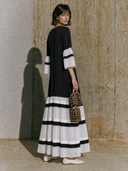 Women's Casual Color-Block V-Neck Maxi Dress ZMZ2788G5XT
