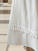 Women's High-end Old-money Style Cotton And Linen Woven Ribbon Tassel Sleeveless Maxi Dress ZMZ2761B7K