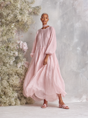 Women's Solid-Color Puff-Sleeve Flowy Maxi Dress ZMZ0952G6XT